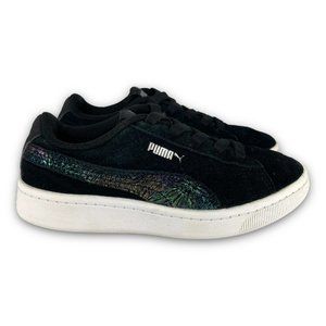 Puma Vikky V2 Sneakers 373166-01 Suede Low Top Black Iridescent Youth 13.5